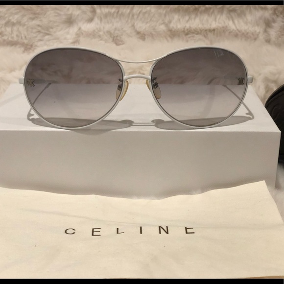 COPY - Celine White Metal Aviator Sunglasses From the Heidi Slimane Collection - Picture 2 of 10
